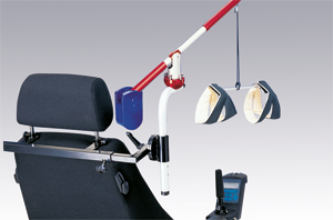 Sonder-Klemmbügel Mobilitätsarm für E-Rollstühle mit Kopfstütze